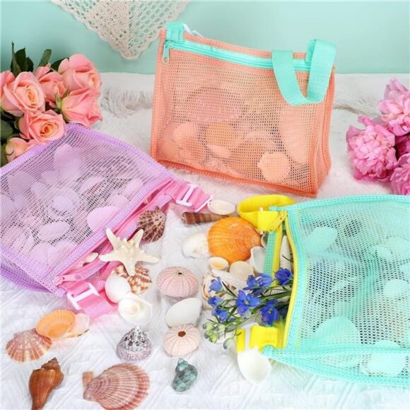 Beach Toy Mesh Beach Bag Kids Shell Collecting Bag Beach Toy Shells Beach Toys - Picture 5 of 7